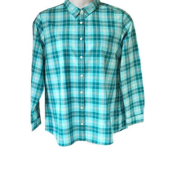 L. L. BEAN Women's Pretty Plaid Long Sleeve Button-Up Shirt. Size XL - Picture 7 of 14